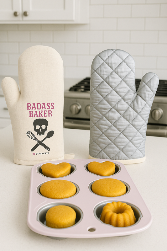 BadAss Baker Heat Resistant Quilted Fun Oven Mitt for Bold Bakers
