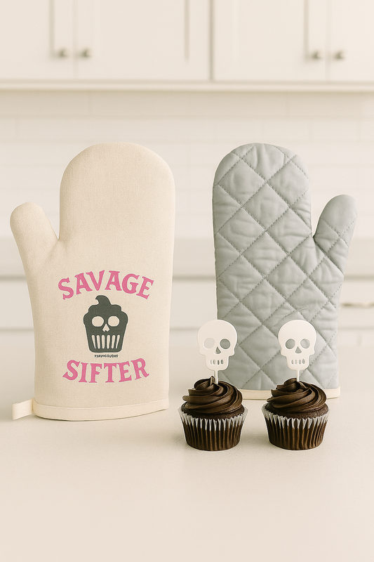 Savage Sifter Heat Resistant Quilted Fun Oven Mitt for Bold Bakers